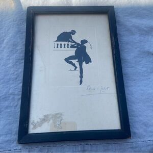 Vintage Dickens Litho Silhouette Pencil Romeo & Juliet Art #7371